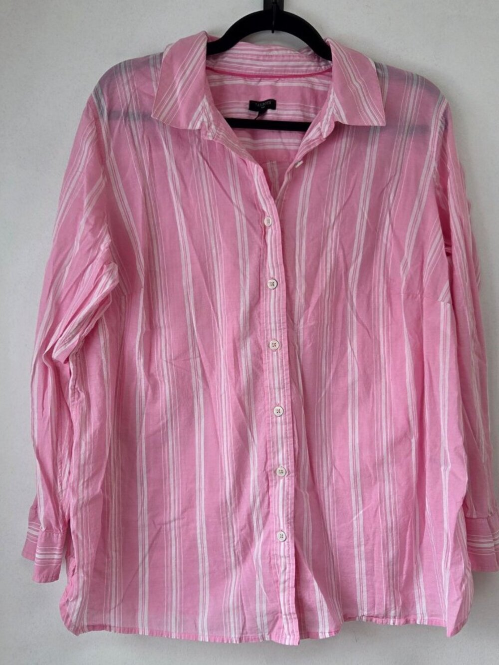 Talbots Pink Striped Lightweight Long Sleeve Button Down Shirt Women's 1X